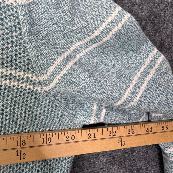 Talbots Sweater Womens XL Blue White Striped Open Knit Casual Coastal Pullover - Picture 9 of 11